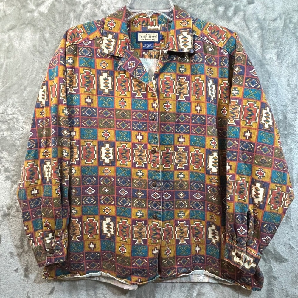 Ruff Hewn‎ Vintage Southwestern Geometric Cotton Button Down Shirt Multicolor L